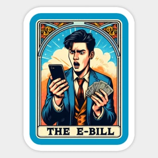 The E Bill Devil Money Expense Shocking Funny Tarot Card Pun Sticker